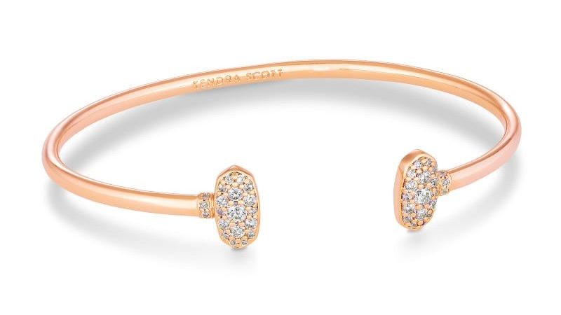 Rose gold cuff bracelet with white crystal